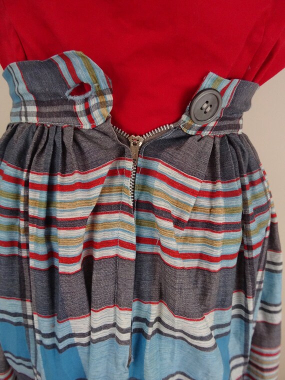 Vintage 1950's Striped Skirt/ 50s Plaid Skirt XS - image 4