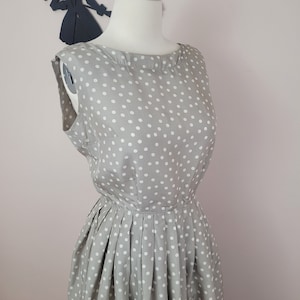 Vintage 1950&#39;s Cocktail Dress / 50s Silk Circle Dot Print Dress
