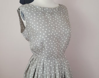 Vintage 1950's Cocktail Dress / 50s Silk Circle Dot Print Dress