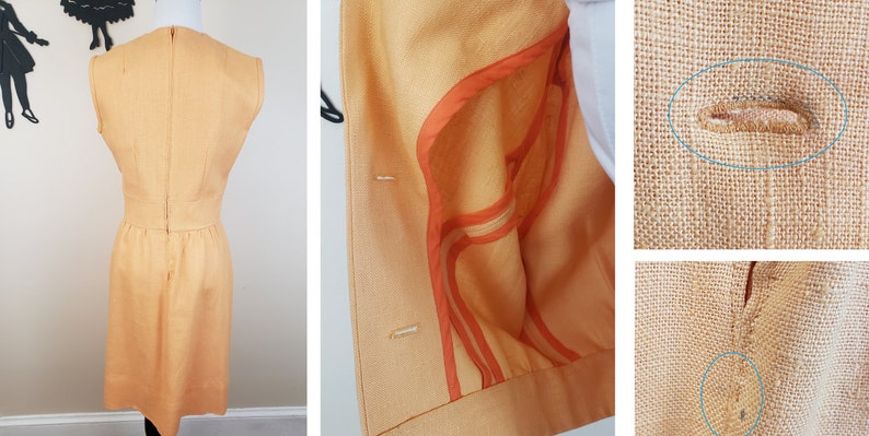 Vintage 1960's Peach Dress and Jacket Set / 70s Orange Dress and Coat S image 8