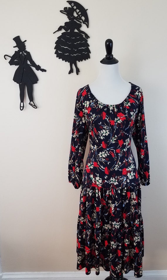 Vintage 1970's Floral Dress / 70s Prairie Day Dres