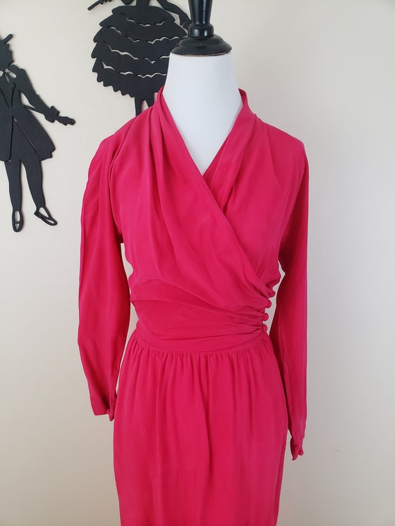 Vintage 1980's Hot Pink Cocktail Dress / 80s Mage… - image 4