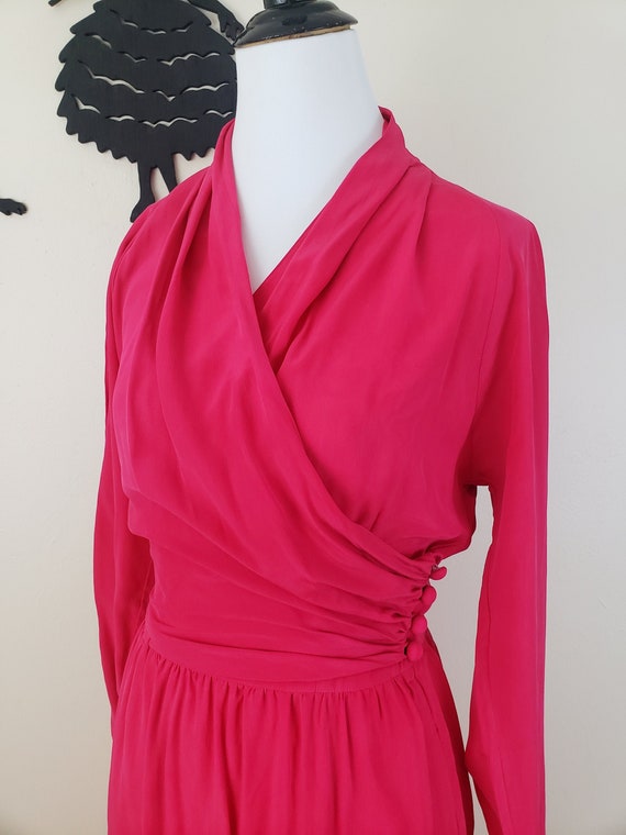 Vintage 1980's Hot Pink Cocktail Dress / 80s Mage… - image 1