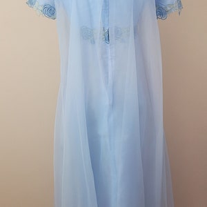 Vintage 1960's Blue Embroidered Maxi Dress / 70s Prom Formal Dress S image 7