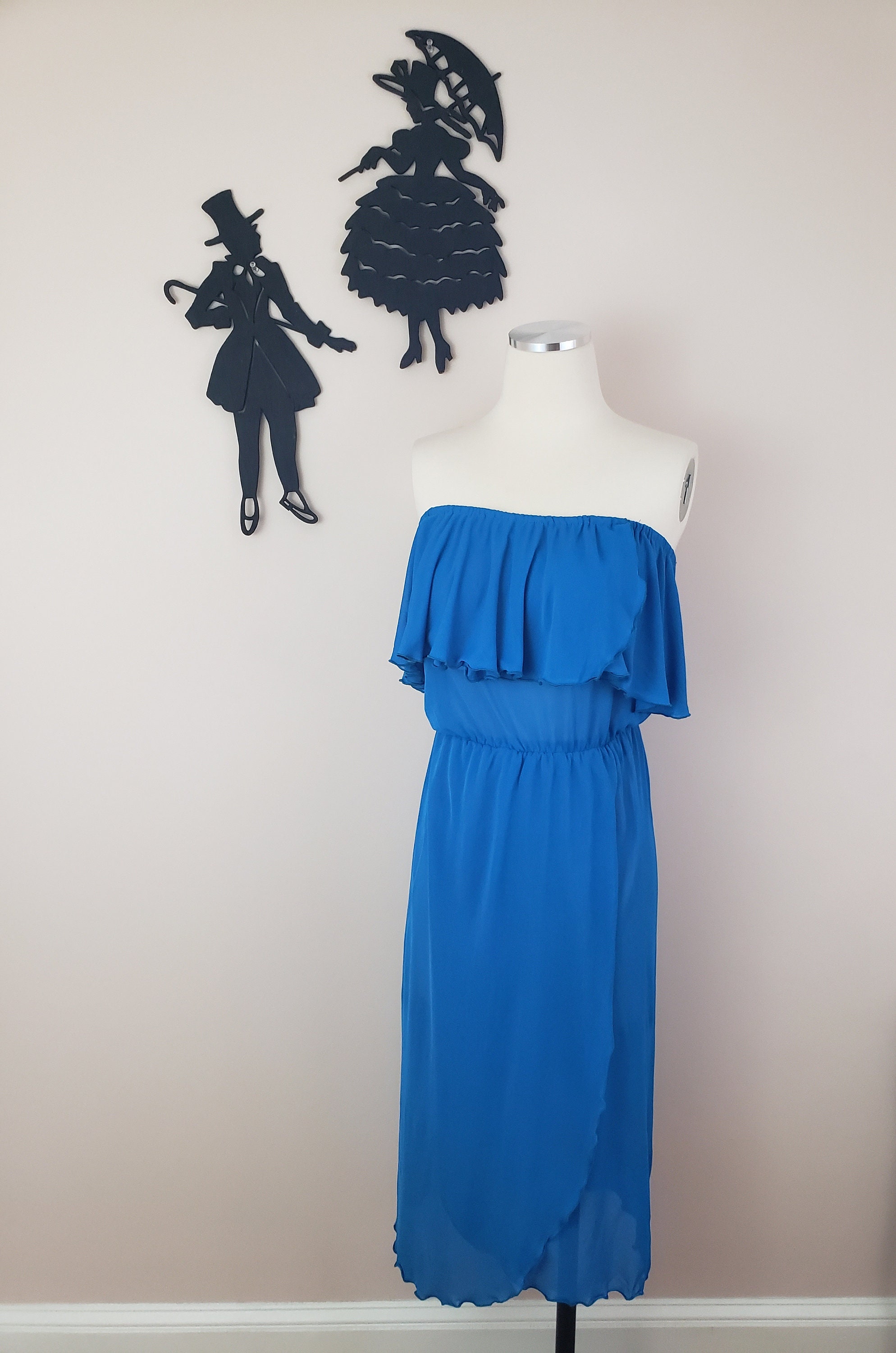princess polly baby blue dress VTG NANI #HAWAIIAN MAXI DRESS 1970s FLUTTER DISCO HIPPIE MOD BOHO RESORT  LOUNGE