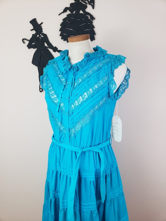 Vintage 1990's Lace Bohemian Dress / 90s Prarie D… - image 1