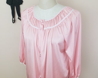 Vintage 1960's Pink Peignoir Robe/ 70s Lounge Wear Lingerie M