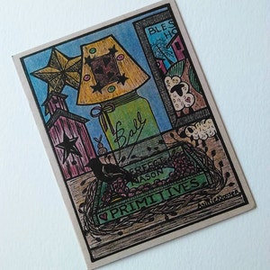 Cartões de incentivo, caseiros, cartões de presente primitivos desenhados à mão, papel reciclado, cartão feito à mão, cartões de país, cartão vintage,