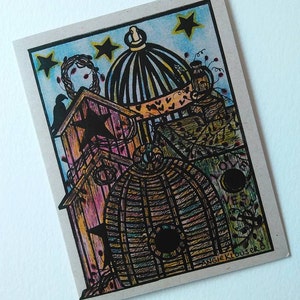 Tarjeta de nota ... Regalo casero de pajarera campestre, hogar dulce hogar, papelería de papelería, tarjetas de notas, tarjetas de jardín, tarjetas vintage