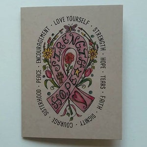 Brustkrebs Notizkarte, Rosa Band, Krebs Überlebende, personalisierte Erinnerungskarten, Hoffnung, Freundin Karte, Papier Stationär, Get Well,