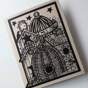 Carte primitive maison... Cadeau de nichoir de campagne, Une nouvelle carte de maison, Papeterie Doodle Art, Nichoirs primitifs, Fait maison, Art original,