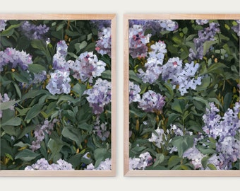 Under a Lilac Tree | Impressionist Floral Print Set of 2 | Moody Lavender Art