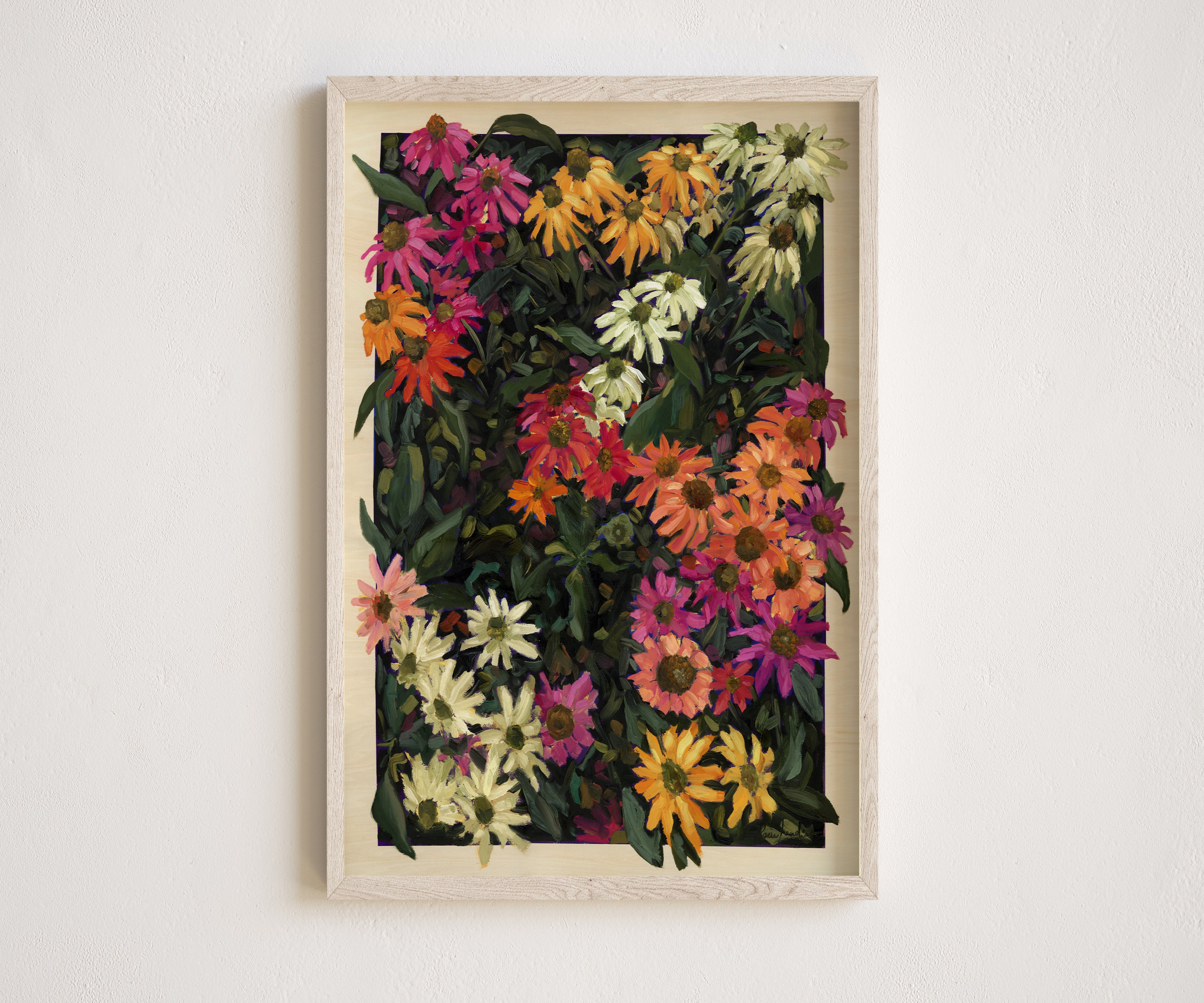Colorful Coneflower Art Print on Canvas | As Summer Fades