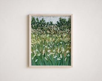 Quiet Rhythm | Vertical Landscape Canvas Print, Wildflower Painting, Impressionist Art Print