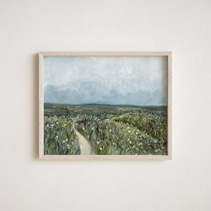 The Breath of this Place Horizontal Landscape Canvas Print, Wildflowers Landscape Painting afbeelding 1