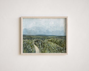 The Breath of this Place | Horizontal Landscape Canvas Print, Wildflowers Landscape Painting