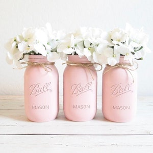 Baby Shower Decorations Girl Baby Shower Tea Party Pink Mason Jars boho baby shower decorations Tea party Tea Party Decorations image 1