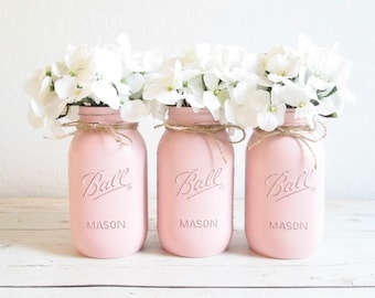 Baby Shower Decorations Girl  Baby Shower Tea Party Centerpieces Pink Mason Jars Boho Baby Shower Decorations Pink Vases For Party