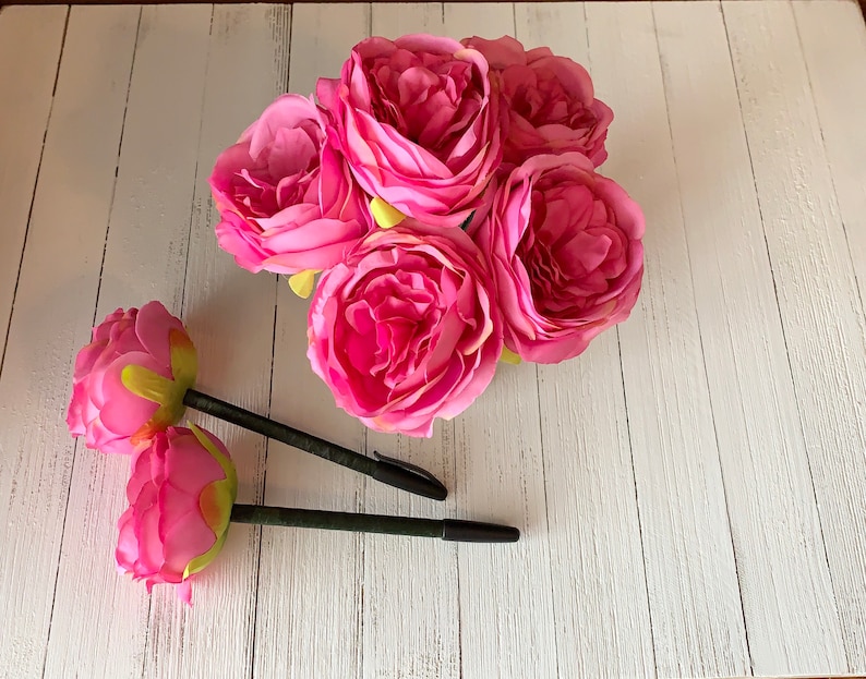 Flower Pen Peony Pen Bridal Shower Favors Wedding pen Wedding Favors for Guest Bright Pink Peony Flower Pen Guest Book Pen