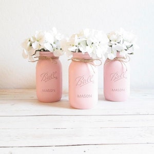 Baby Shower Decorations Girl Baby Shower Tea Party Pink Mason Jars boho baby shower decorations Tea party Tea Party Decorations image 3