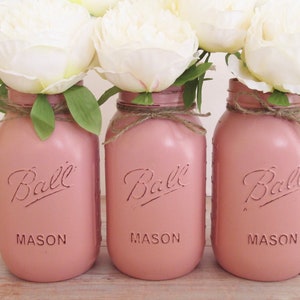 Baby Shower Decorations Rose Mason Jar Centerpieces Baby Shower Baby Shower Centerpieces Bridal Shower Vases Party Centerpieces Rose