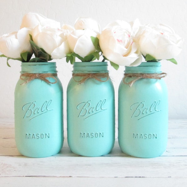 Teal Mason Jar Etsy