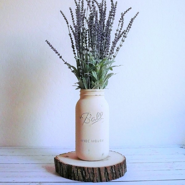 Extra Large Half Gallon Mason Jar -  Country Chic Decor - Large Beige Flower Vase - Farmhouse Decor