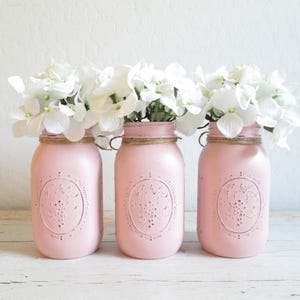 Baby Shower Decorations Girl Baby Shower Tea Party Pink Mason Jars boho baby shower decorations Tea party Tea Party Decorations image 4