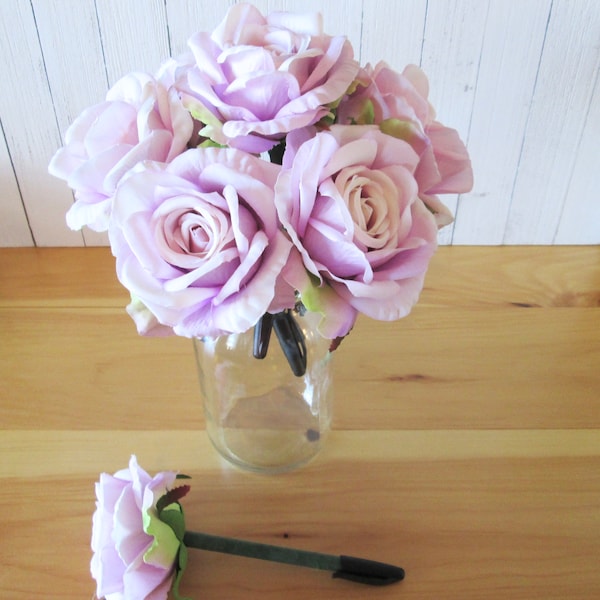 Light Purple Rose Flower Pen - woodland baby shower -  Floral Baby Shower Favors - Bridal Shower Favors - Baby Shower decor  - Rose Favors