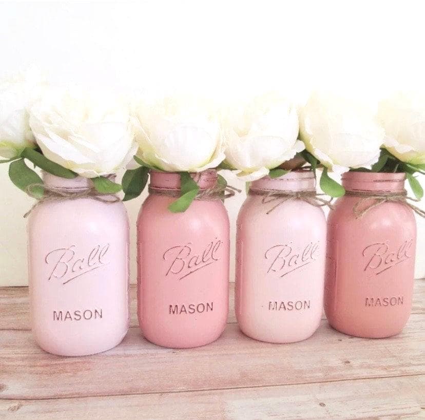 Baby Shower Decorations - Baby Shower Mason Jars - Bridal Shower Centerpieces - Baby Shower Centerpieces - Distressed Mason Jars