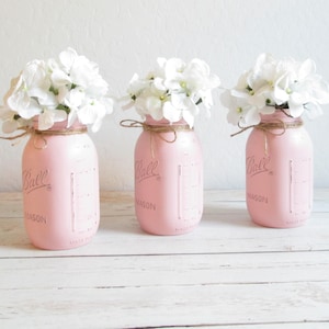 Baby Shower Decorations Girl Baby Shower Tea Party Pink Mason Jars boho baby shower decorations Tea party Tea Party Decorations image 5