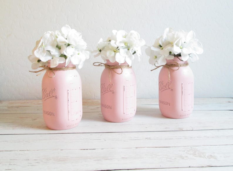 Baby Shower Decorations Girl Baby Shower Tea Party Pink Mason Jars boho baby shower decorations Tea party Tea Party Decorations image 5