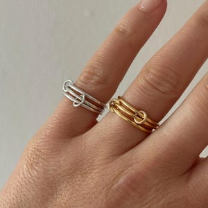 Triumph Ring | 14K Gold Fill and Sterling Silver Interlocking Three Band Ring | Triple Band, Demi Fine Ring