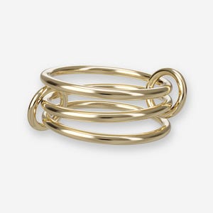 Solid 14K GoldTriple Interlocking Band | Three Band Connector Ring Handcrafted