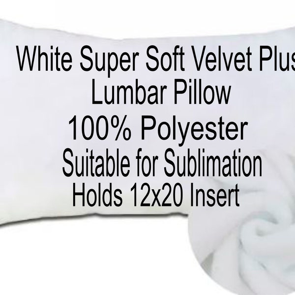 Velvet Lumbar Pillow Cover/ Super Soft Pillow Cover/ Sublimation Lumbar Pillow Cover/ Polyester Plush Pillow Cover/ Holds 12x20 Insert