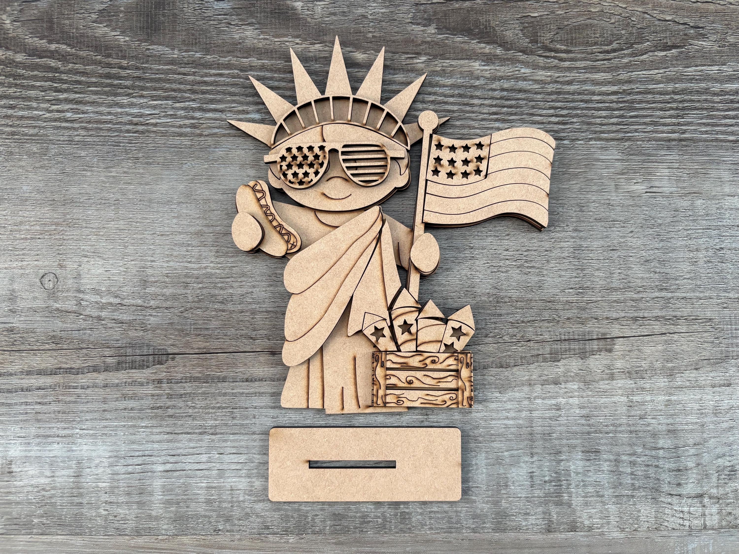 July Lady Standing Lady Liberty/ Fourth of July Lady Liberty/ DIY Patriotic Decor ...