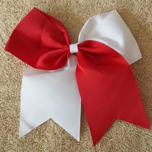 Cheer Bows/ Two Color Red and White Cheer Bow/ DIY Decorate This Cheer Bow Yourself/ Blank Cheer Bows/ Softball Bow