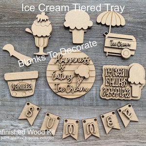 Ice Cream Tiered Tray Blanks/ Unfinished Ice Cream Tiered Tray/ Ice Cream Decor For Home/ DIY Wood Blanks/ Wood Blanks/ Ice Cream Sign