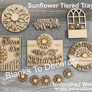 Sunflower Tiered Tray/ Unfinished Sunflower Tiered Tray Decor/ Sunflower Decor For Home/ DIY Wood Blanks/Wood Blanks/ Unfinished Signs