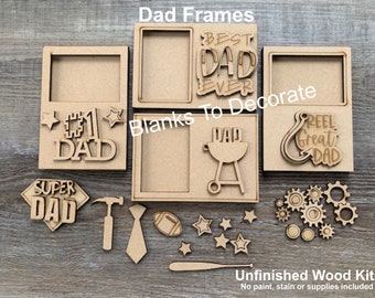 Father's Day Frame Set/ Unfinished Father Frame Set/ Dad Frame Set/ DIY Dad Gift/Wood Blanks/ Dad Craft Frames/ Decorate Dad Frames