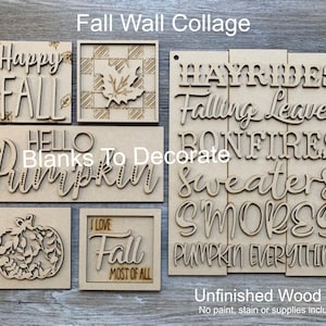 Fall Wall Collage/ Fall Tiered Tray Decorations/ Fall Wall Signs/ Fall Wood Blanks/ Wood Blanks/ DIY Signs/ Unfinished Wall Signs