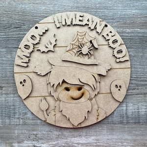 Highland Cow Halloween Door Hanger/ Moo I mean Boo/ Halloween Cow Sign/ Halloween Door Hanger/ Halloween Blanks