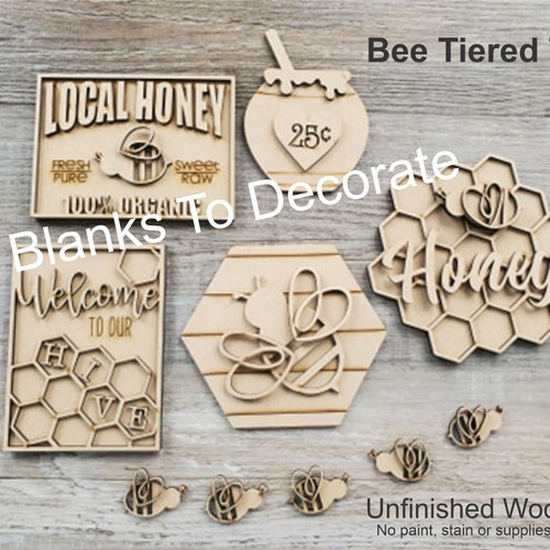 Tiered Tray Decor DIY Bee Tiered Tray Set Wood Blanks Etsy