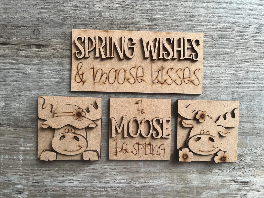 Mini Moose Tiered Tray Signs/ Mini Spring Moose Inserts/ Mini Moose ...