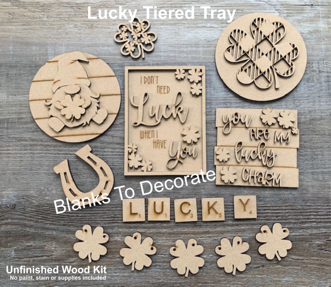 Lucky Tiered Tray/ Unfinished Lucky Tiered Tray Decor/ Lucky Decor for ...