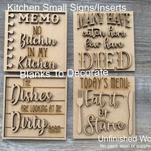 Kitchen Tiered Tray Signs/ Kitchen Ladder Signs/ Funny Kitchen/ Kitchen Wall Frame Signs/ Kitchen Wood Sign Inserts/ Kitchen Wood Blanks/