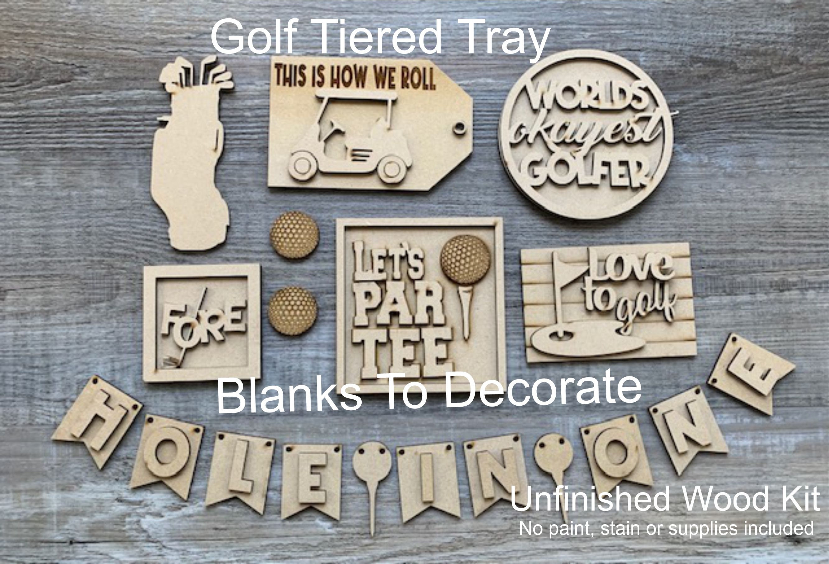Golf Tiered Tray/ Unfinished Golf Tiered Tray Decor/ Golf - Etsy