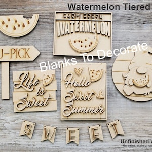 Watermelon Tiered Tray/ Unfinished Watermelon Tiered Tray Decor/ Watermelon Decor For Home/ DIY Wood Blanks/Wood Blanks/ Unfinished Signs