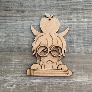 Highland Cow Teacher Ornament/ DIY Christmas Ornament/ Teacher HIghland Cow Ornament/ DIY Cow Ornament/ Christmas Blanks/School Highland Cow