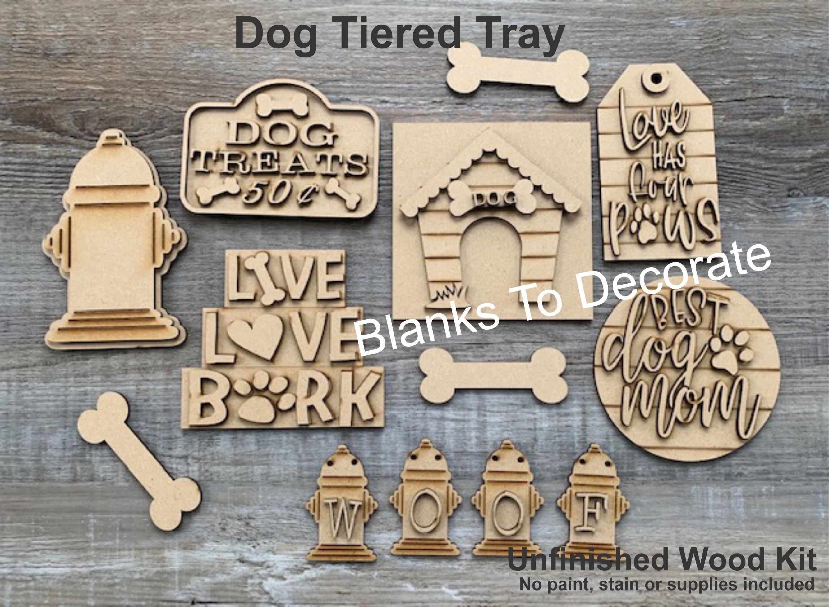 Dog Tiered Tray/ Unfinished Dog Tiered Tray Decor/ Dog Decor | Etsy
